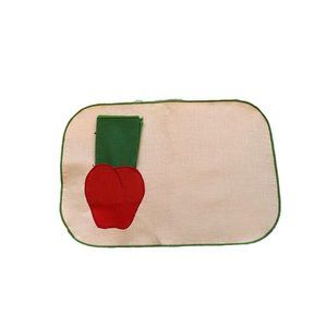 Set of 6 Backed Placemats and Napkins Pockets Cherry Design Green Red
